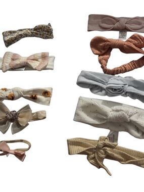 10 bow set Kids Neutral & Pastel Headband Set - Soft Bow & Knot Styles